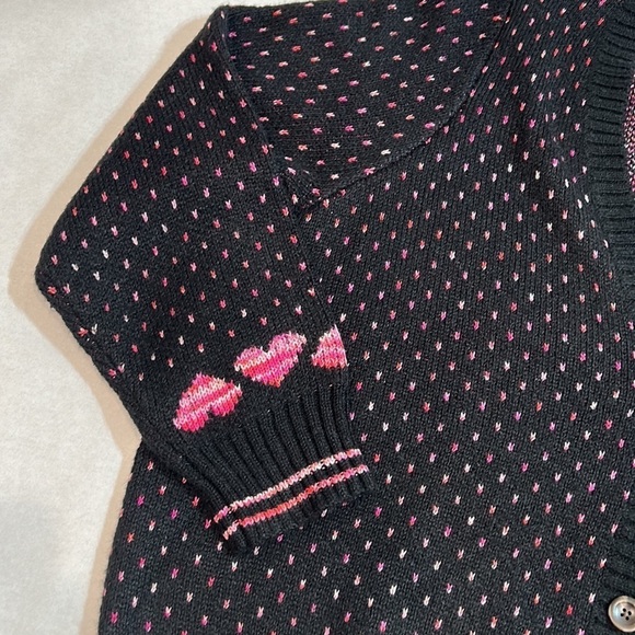 Torrid Cardigan Drop Shoulder V-Neck Button Front Sweater 3X NWT New black pink - Picture 3 of 7